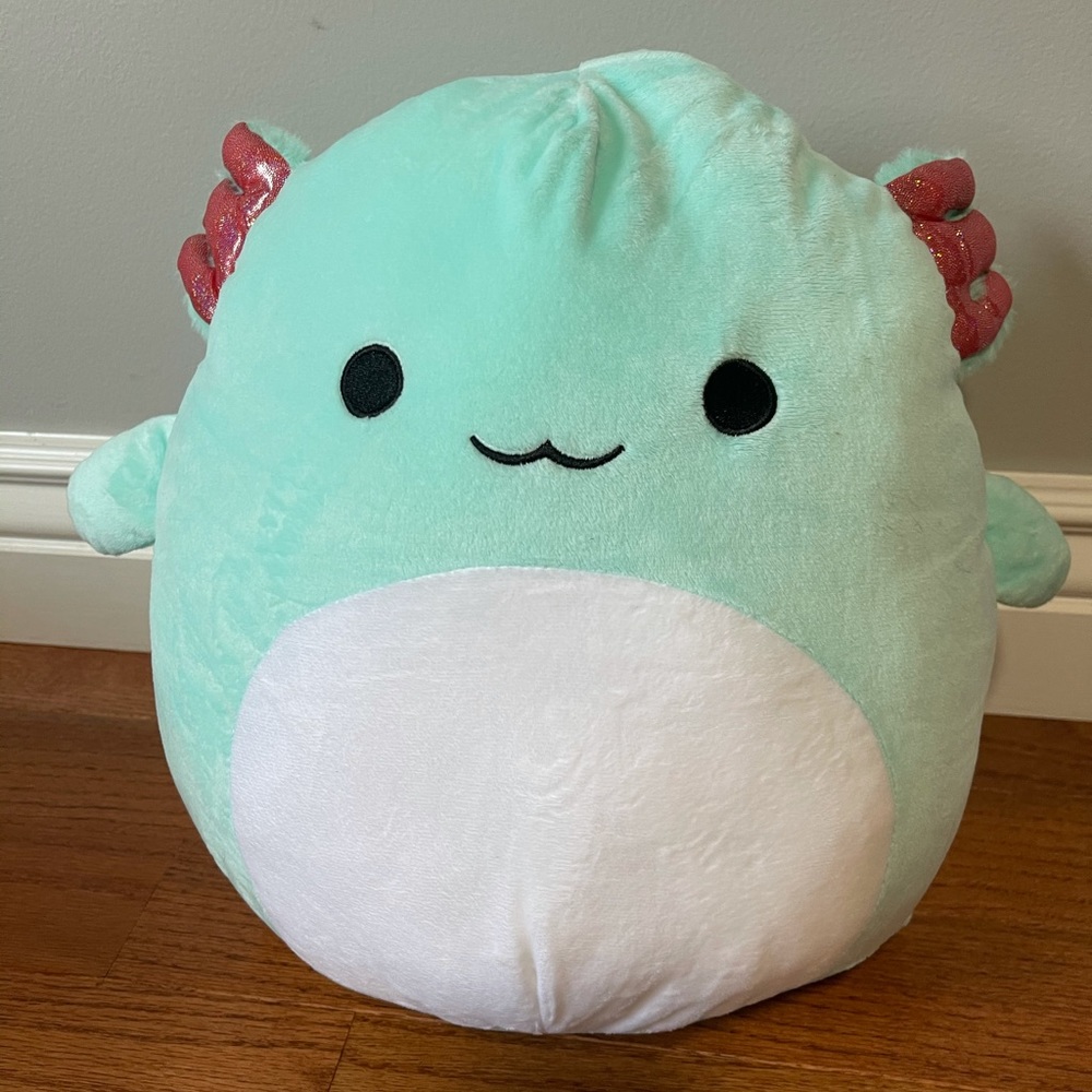 Teal Axolotl with Red Wings Stuffed Animal